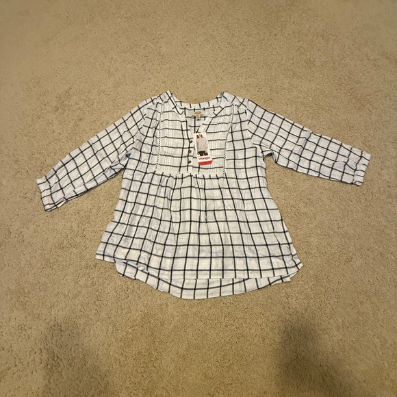 Wrangler Plaid Peasant Blouse White and Black Size M NWT - Picture 6 of 11